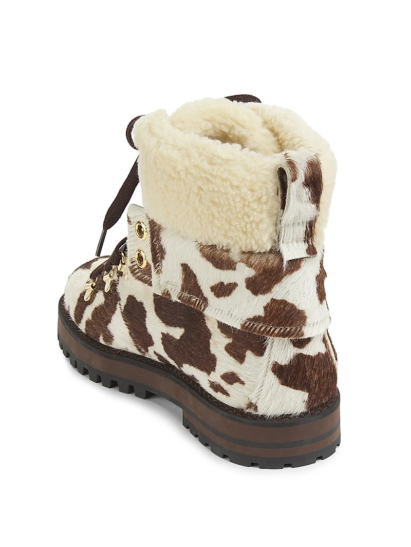 Heidi Printed Calf Hair-Faux Fur Ankle Boots