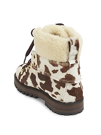 Heidi Printed Calf Hair-Faux Fur Ankle Boots