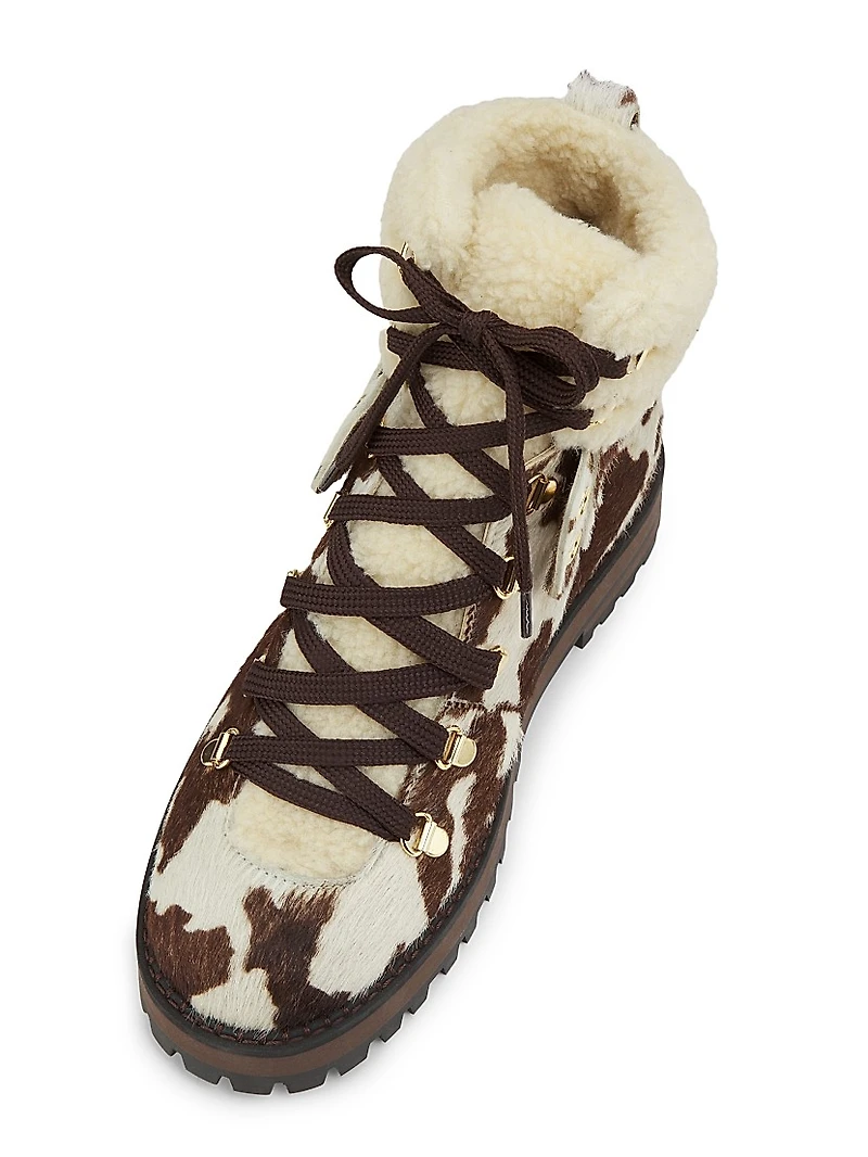 Heidi Printed Calf Hair-Faux Fur Ankle Boots