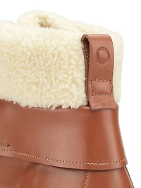 Heidi Faux Fur-Trimmed Leather Ankle Boots
