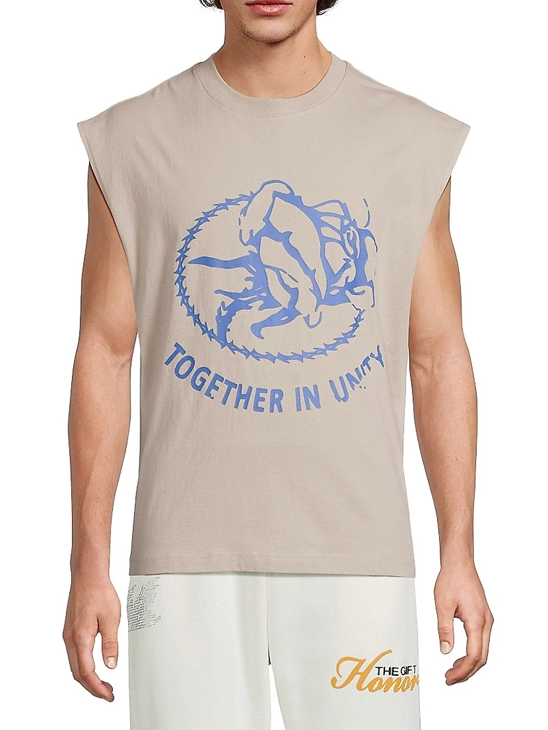 Printed Cotton Muscle Tank