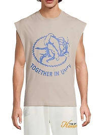 Printed Cotton Muscle Tank