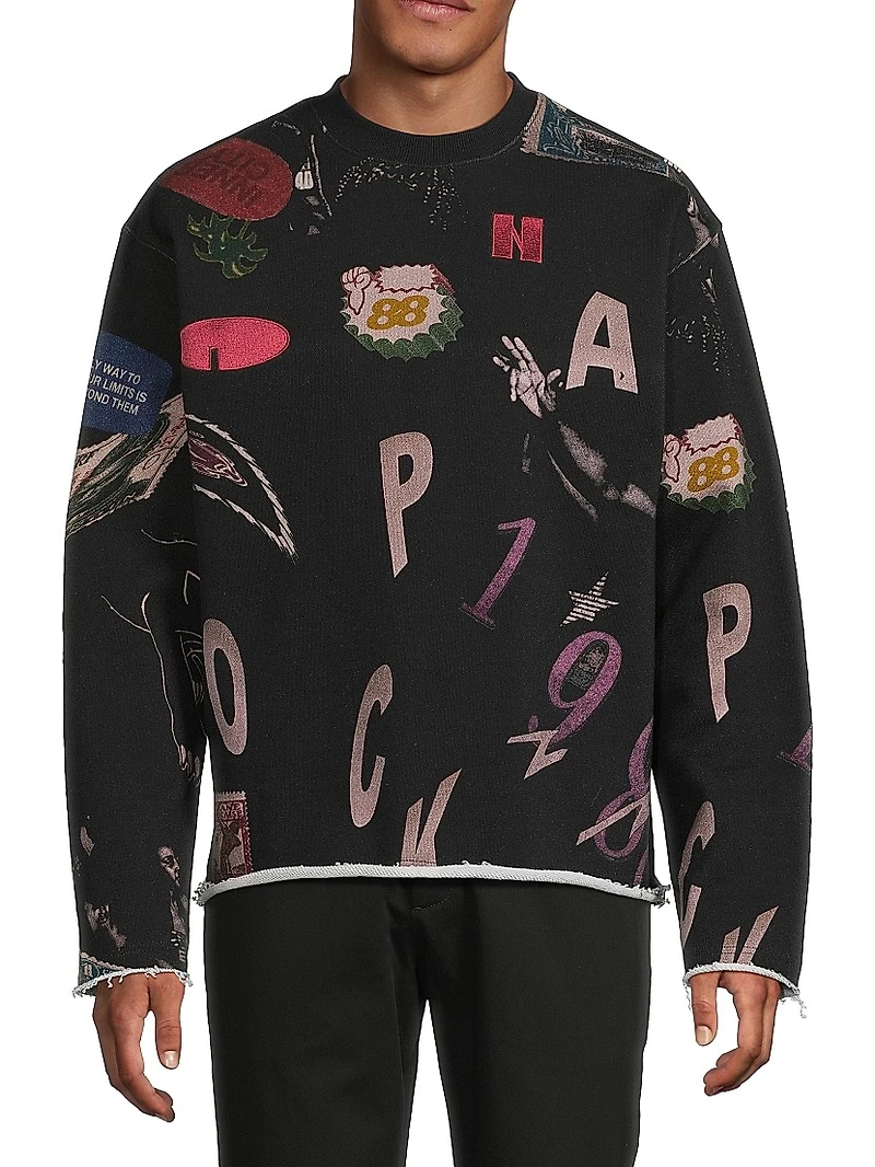 Collage Cotton Crewneck Sweatshirt