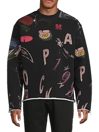 Collage Cotton Crewneck Sweatshirt