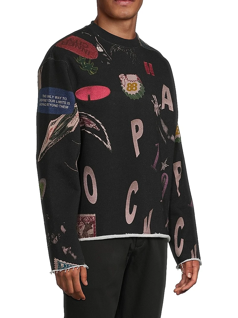 Collage Cotton Crewneck Sweatshirt