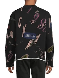 Collage Cotton Crewneck Sweatshirt