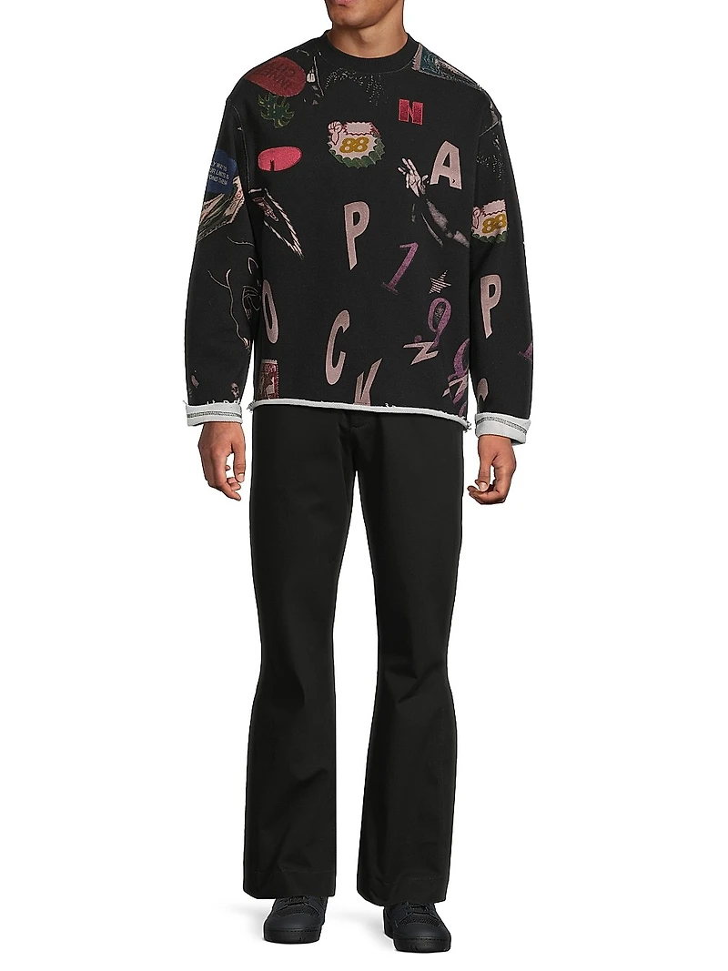 Collage Cotton Crewneck Sweatshirt