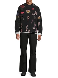 Collage Cotton Crewneck Sweatshirt