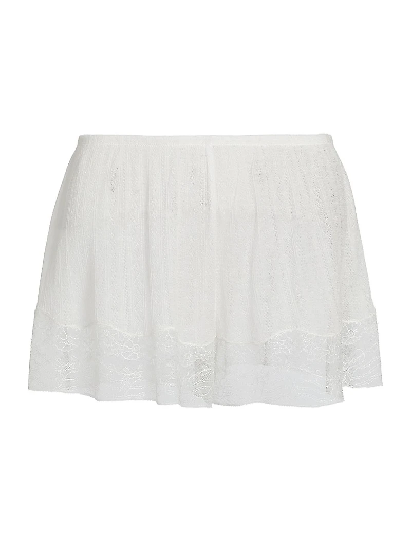 Pointelle-Knit Lace Shorts