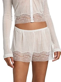 Pointelle-Knit Lace Shorts