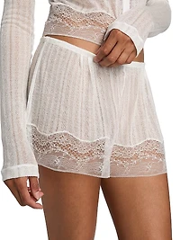 Pointelle-Knit Lace Shorts