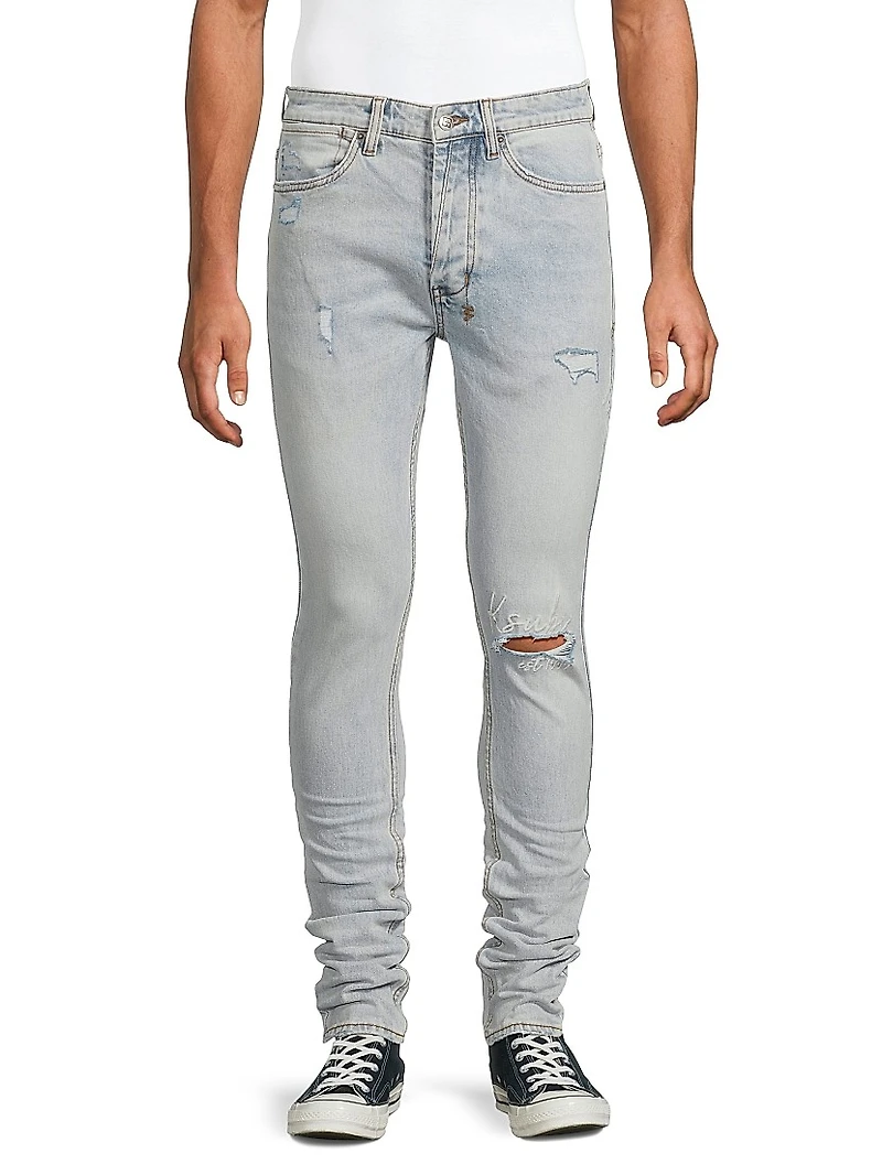 Van Winkle Embroidered Skinny Jeans