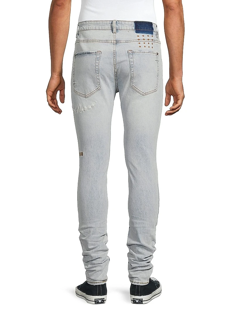 Van Winkle Embroidered Skinny Jeans