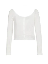 Pointelle-Knit Lace Crop Cardigan