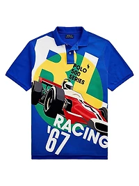 Classic-Fit Mesh Graphic Polo Shirt