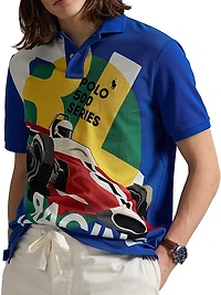 Classic-Fit Mesh Graphic Polo Shirt