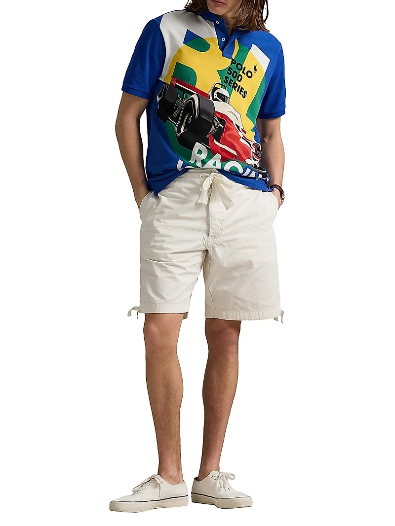 Classic-Fit Mesh Graphic Polo Shirt