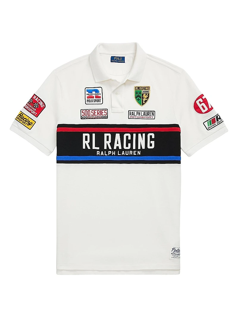 Classic-Fit Mesh Graphic Polo Shirt