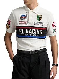 Classic-Fit Mesh Graphic Polo Shirt