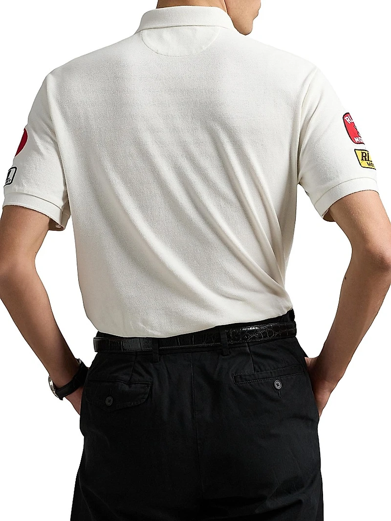 Classic-Fit Mesh Graphic Polo Shirt