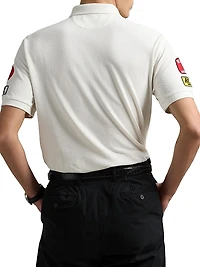 Classic-Fit Mesh Graphic Polo Shirt