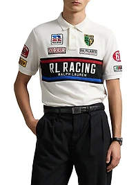 Classic-Fit Mesh Graphic Polo Shirt