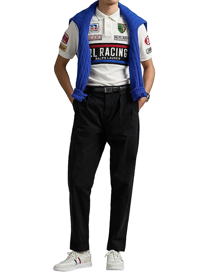 Classic-Fit Mesh Graphic Polo Shirt