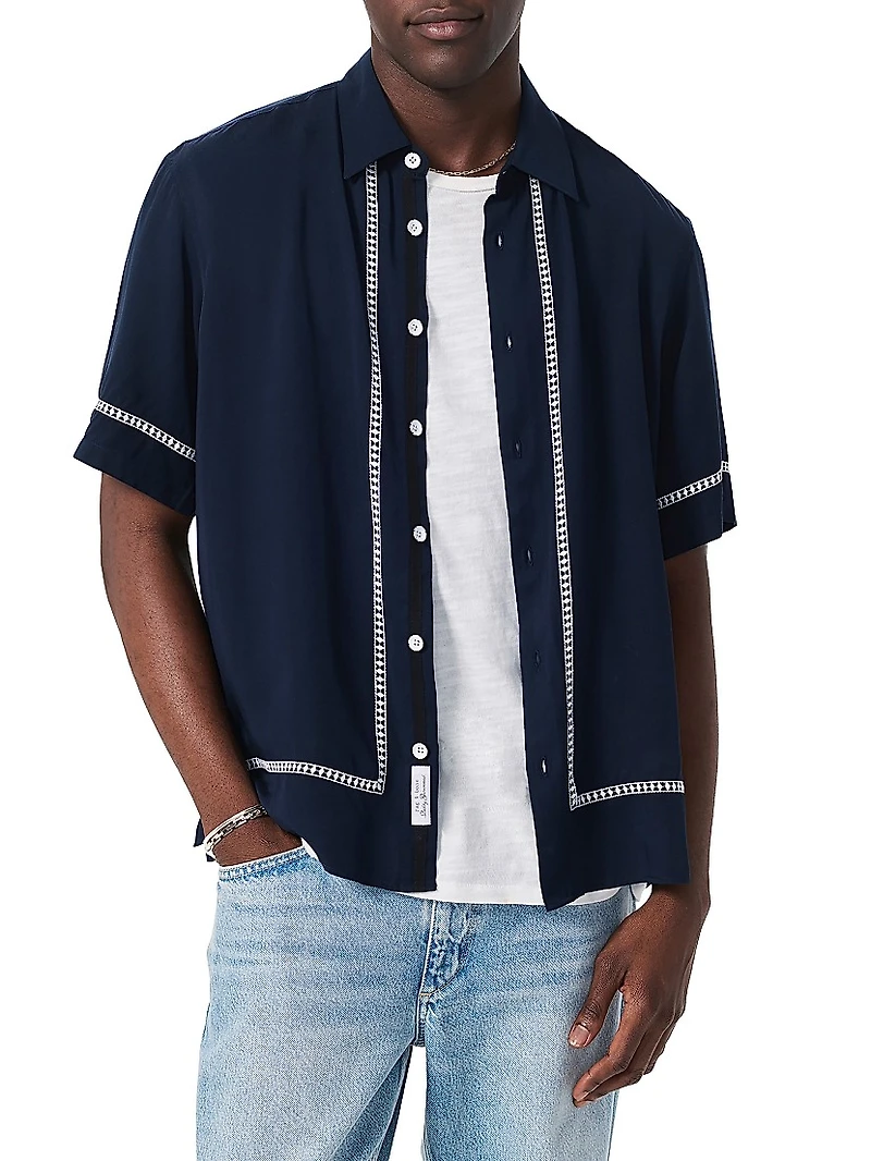 Dalton Embroidered Short-Sleeve Shirt