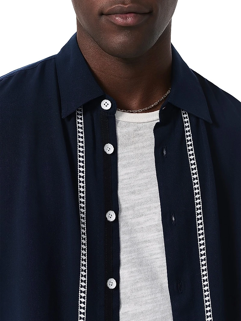 Dalton Embroidered Short-Sleeve Shirt