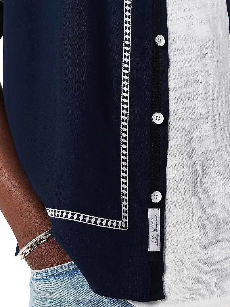 Dalton Embroidered Short-Sleeve Shirt