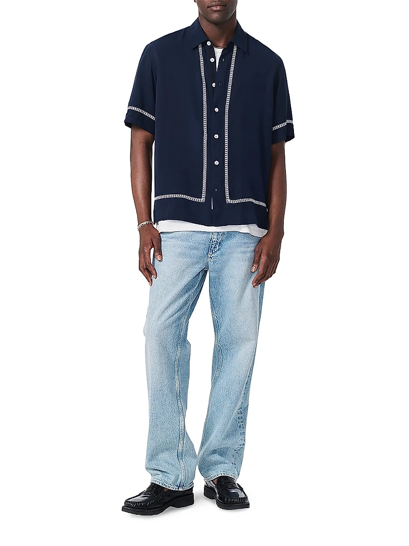 Dalton Embroidered Short-Sleeve Shirt