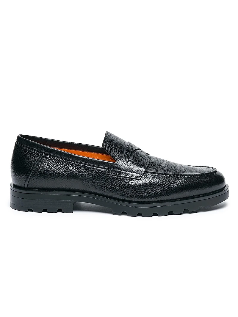 Rock Lug Sole Leather Penny Loafers