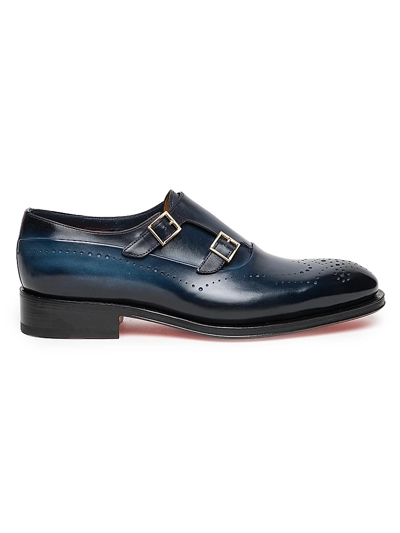 Carter Monk Strap Leather Brogue Loafers
