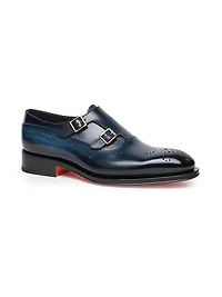 Carter Monk Strap Leather Brogue Loafers