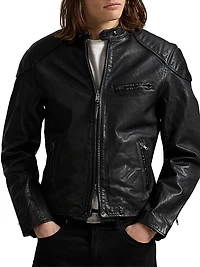 Café Racer Leather Biker Jacket