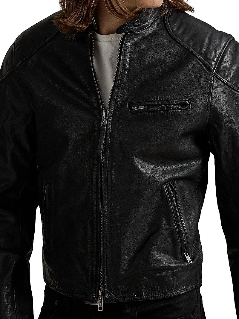 Café Racer Leather Biker Jacket