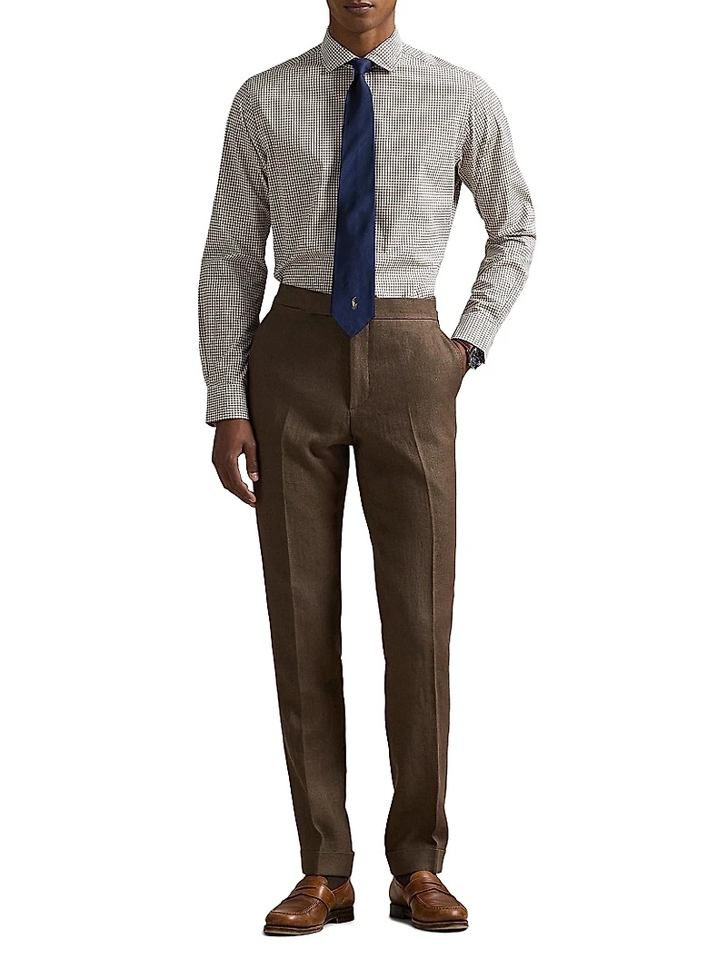 Glen Plaid Cotton Poplin Button-Front Shirt