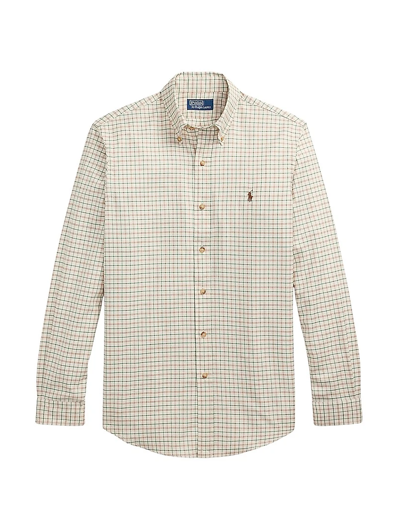 Plaid Cotton Twill Sport Shirt