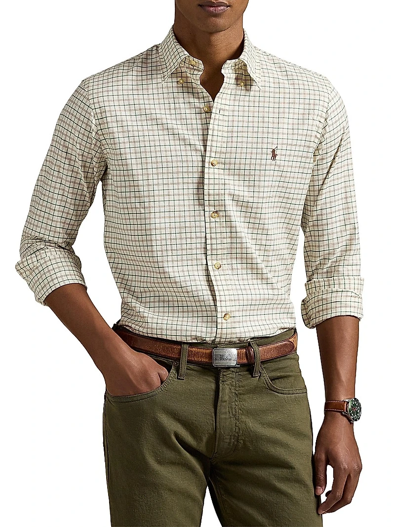 Plaid Cotton Twill Sport Shirt