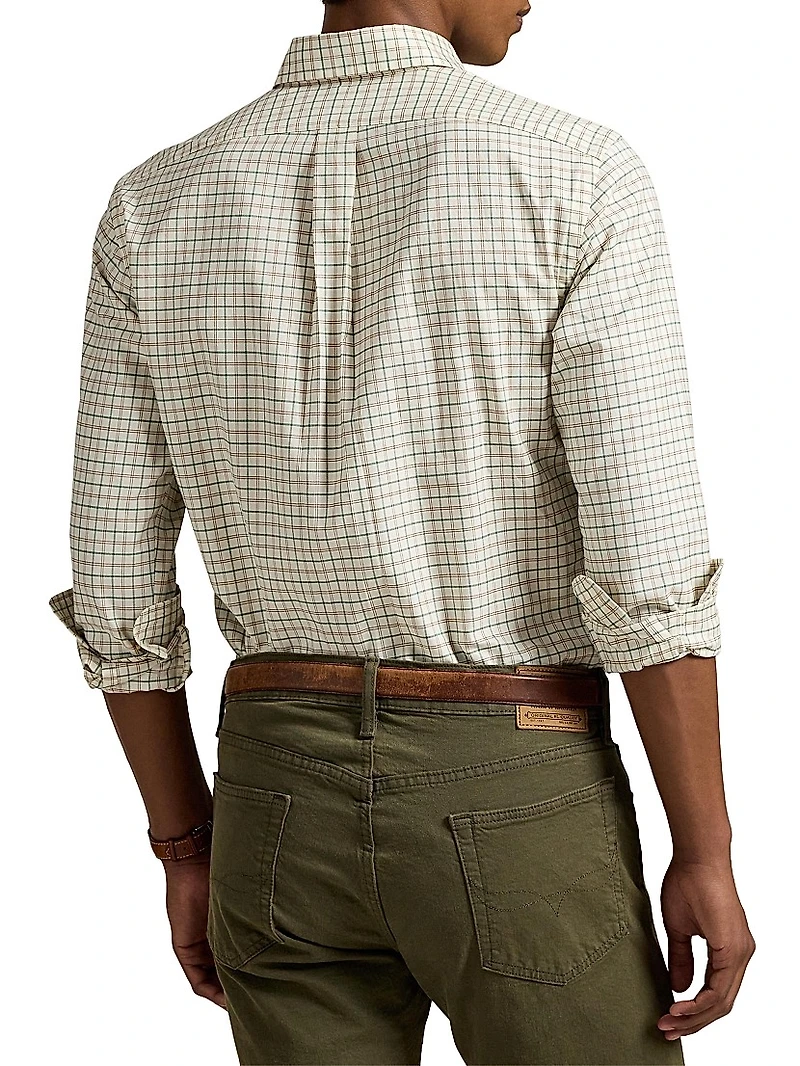Plaid Cotton Twill Sport Shirt