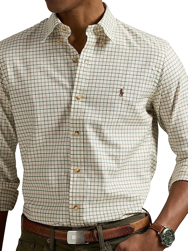 Plaid Cotton Twill Sport Shirt