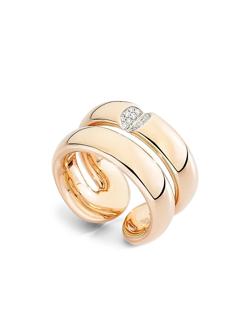 Mon Jeu 18K Rose Gold & 0.09 TCW Diamond Double Band Ring