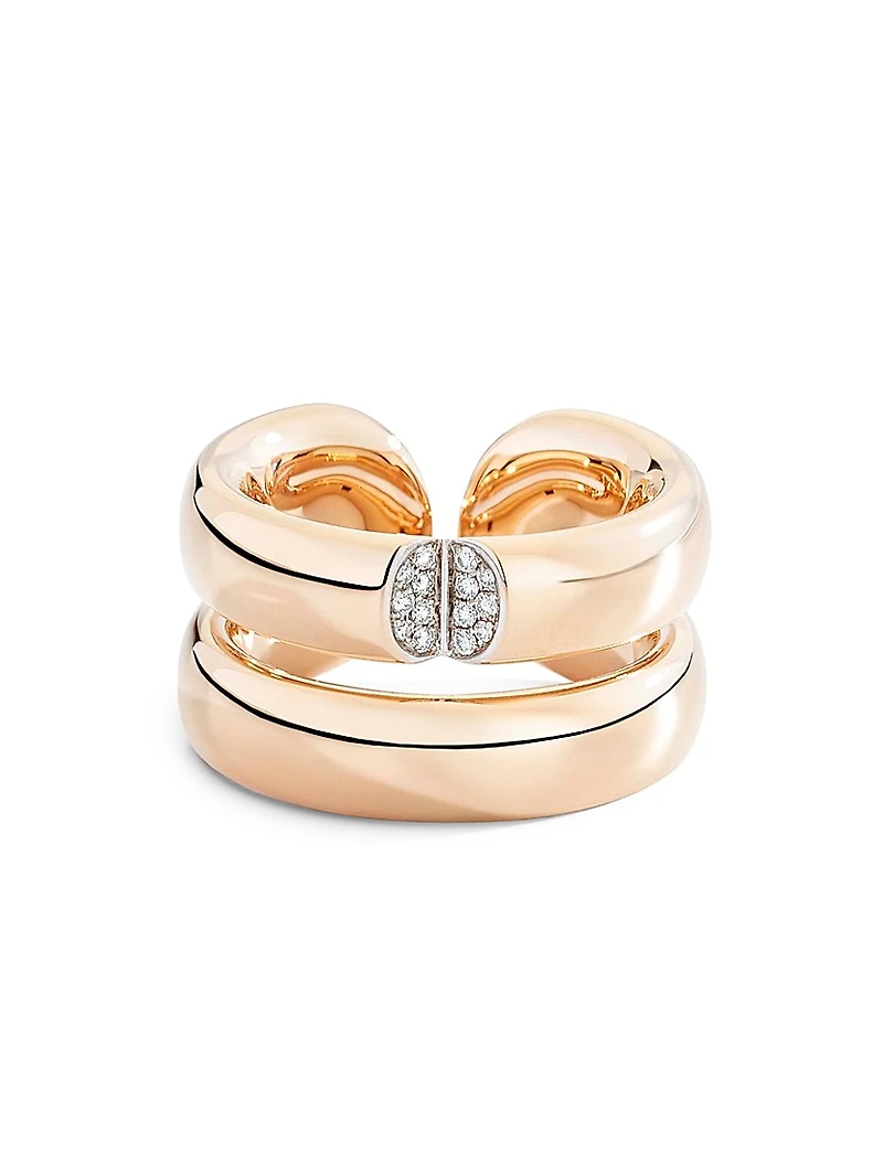 Mon Jeu 18K Rose Gold & 0.09 TCW Diamond Double Band Ring