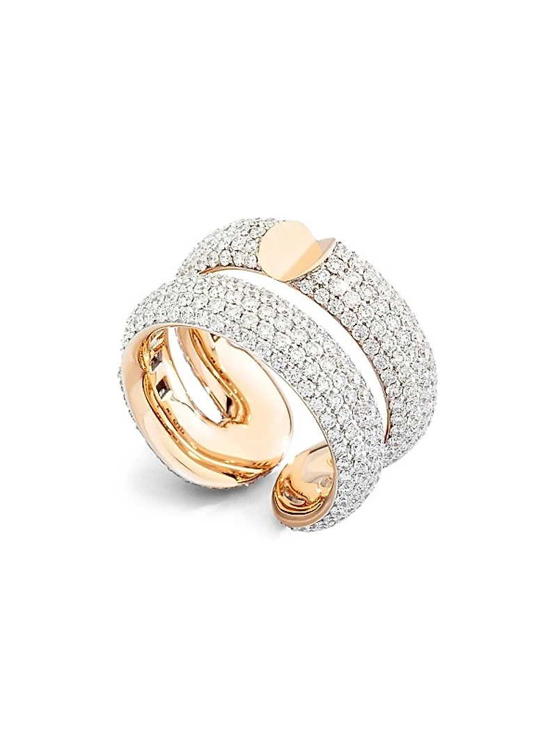Mon Jeu 18K Rose Gold & TCW Diamond Double Band Ring