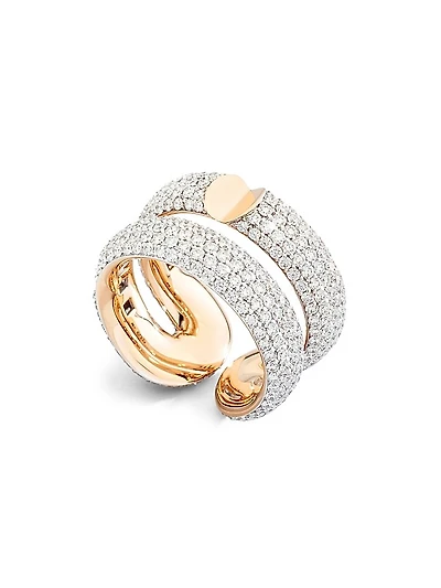 Mon Jeu 18K Rose Gold & TCW Diamond Double Band Ring