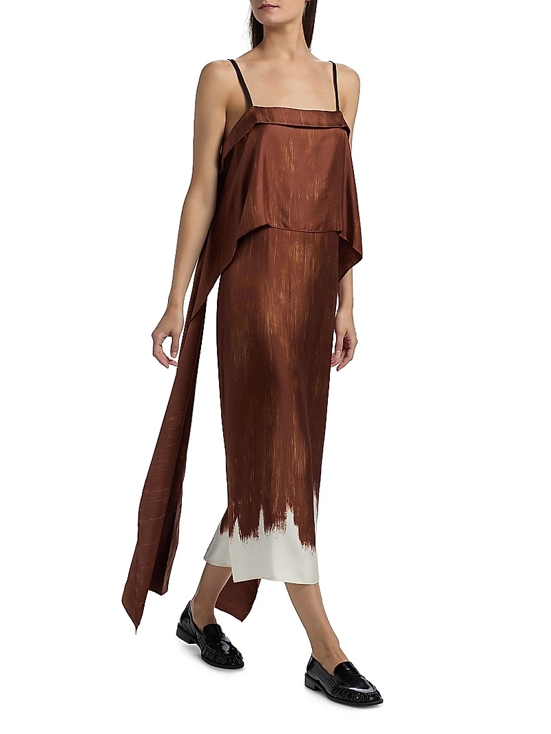 Wilma Printed Silk Twill Midi-Dress