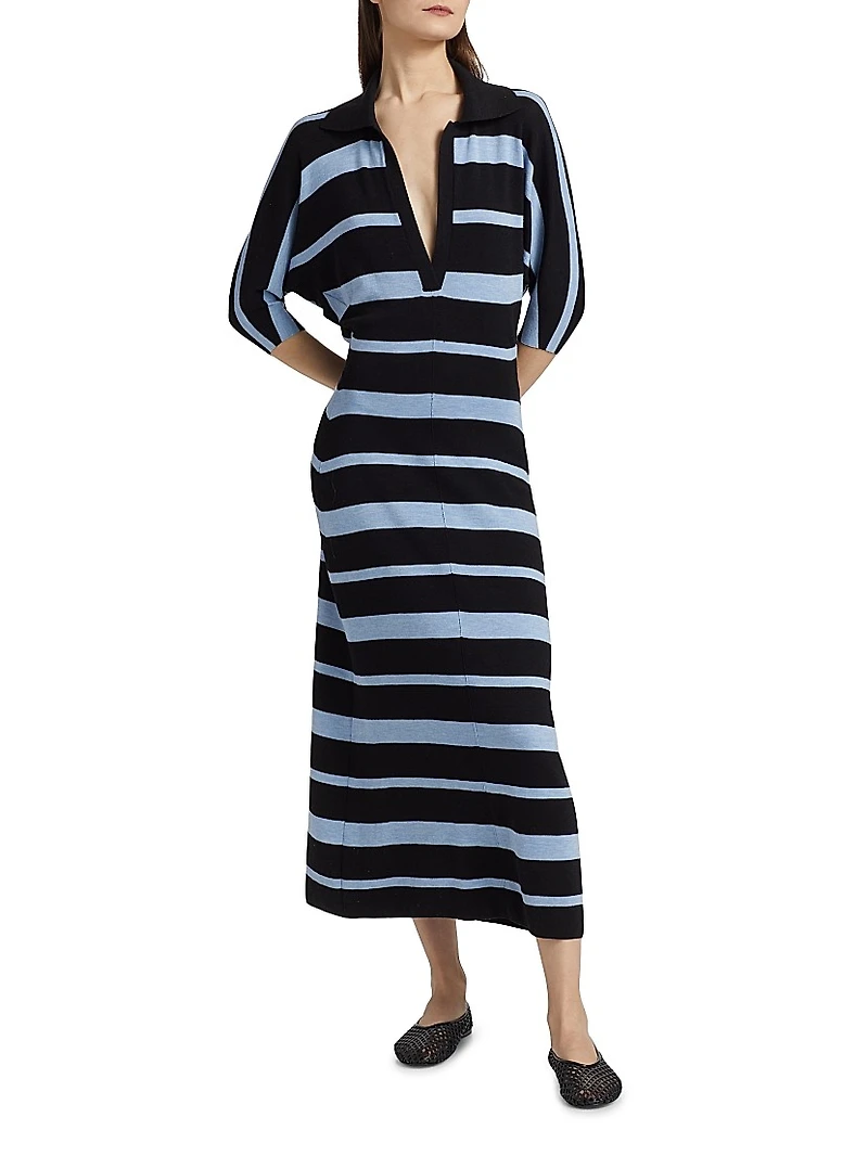 Solana Wool-Silk Midi-Dress