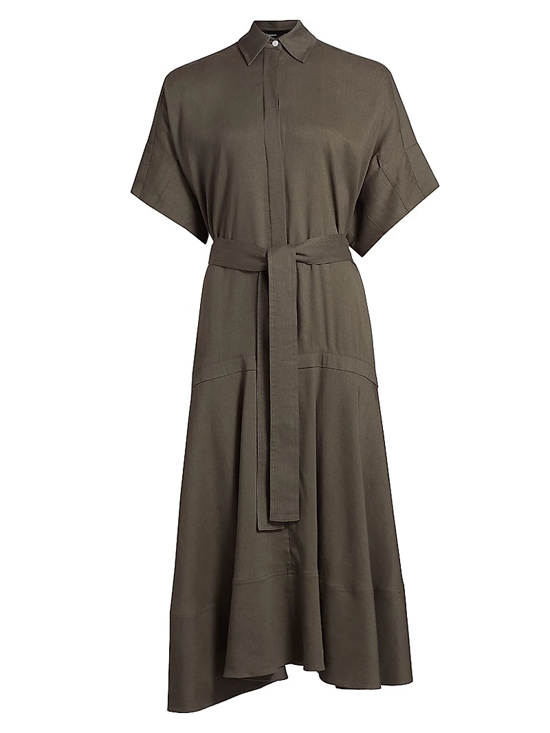 Scottie Linen-Blend Midi-Shirtdress