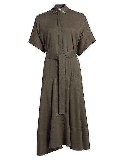 Scottie Linen-Blend Midi-Shirtdress