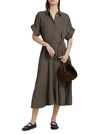 Scottie Linen-Blend Midi-Shirtdress